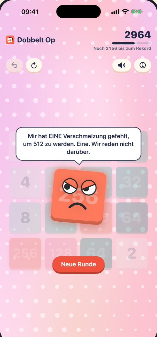 Die grummelige Kachel, wenn das Spiel vorbei ist